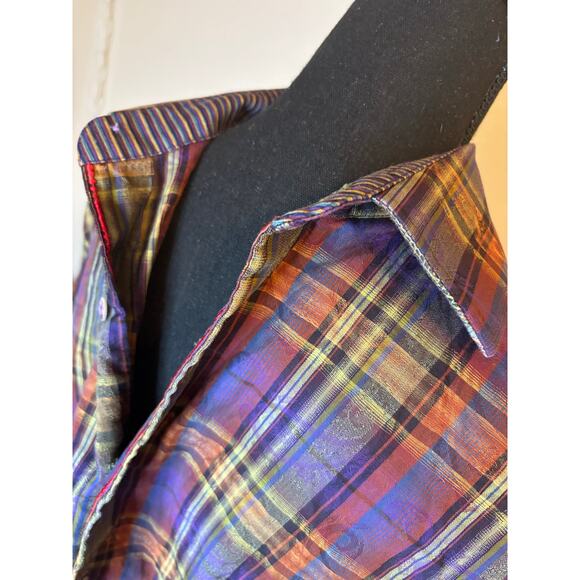 ROBERT GRAHAM Classic Fit Long Sleeve Plaid Paisley Button Up Flip Cuff Shirt - Picture 6 of 11